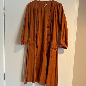 & Other Stories Belted Cotton Midi Dress Button Front Paris Atelier